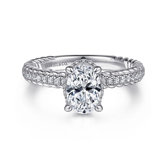 Gabriel - 14K White Gold Oval Diamond Engagement Ring