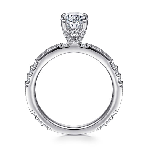 14K White Gold Oval Diamond Engagement Ring
