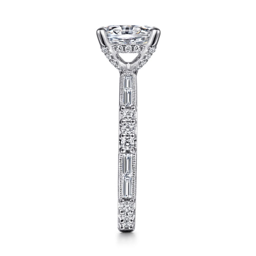 14K White Gold Oval Diamond Engagement Ring