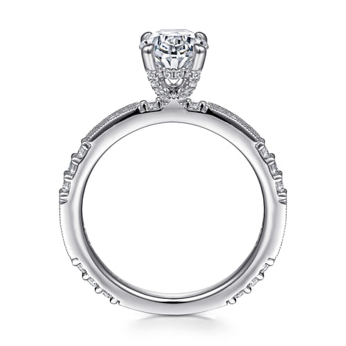 14K White Gold Oval Diamond Engagement Ring