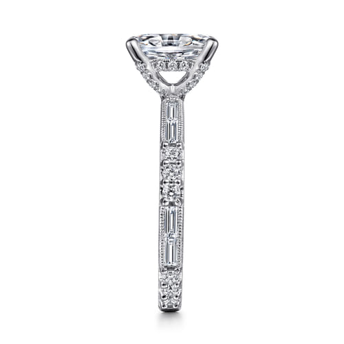 14K White Gold Oval Diamond Engagement Ring