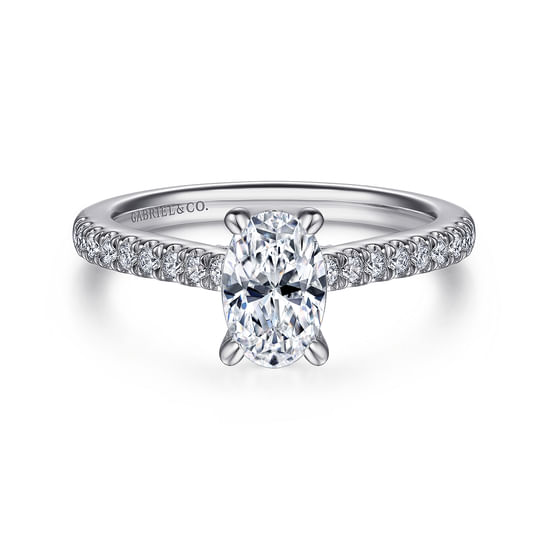 Gabriel - 14K White Gold Oval Diamond Engagement Ring