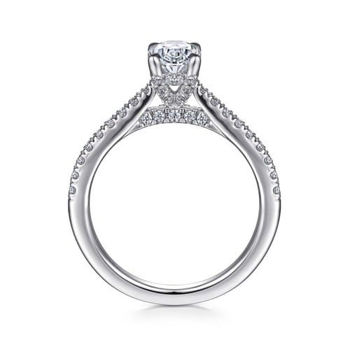 14K White Gold Oval Diamond Engagement Ring