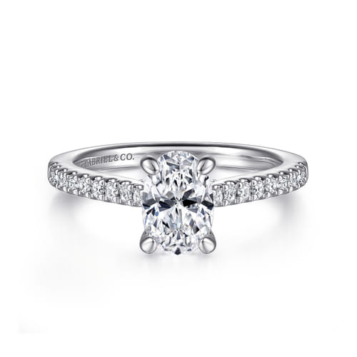 14K White Gold Oval Diamond Engagement Ring