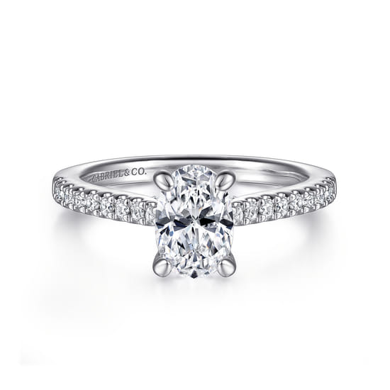 Gabriel - 14K White Gold Oval Diamond Engagement Ring