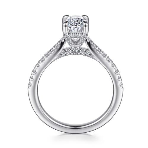 14K White Gold Oval Diamond Engagement Ring