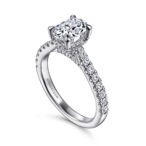 14K White Gold Oval Diamond Engagement Ring