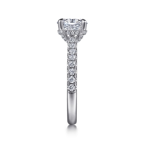 14K White Gold Oval Diamond Engagement Ring