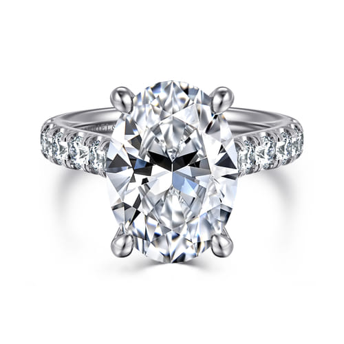 14K White Gold Oval Diamond Engagement Ring