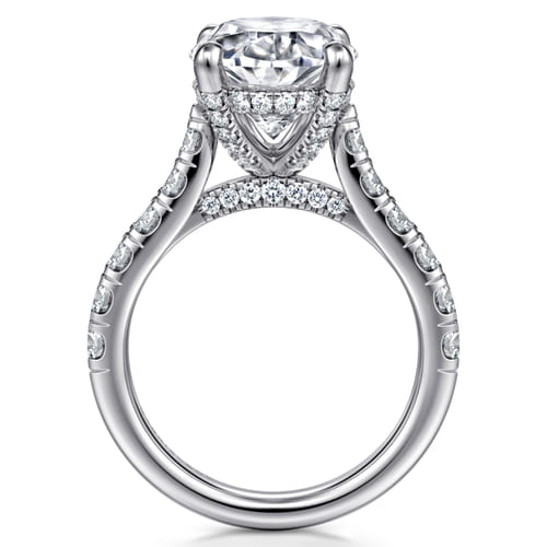 14K White Gold Oval Diamond Engagement Ring