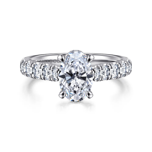 14K White Gold Oval Diamond Engagement Ring