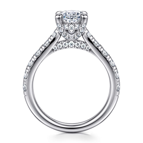 14K White Gold Oval Diamond Engagement Ring