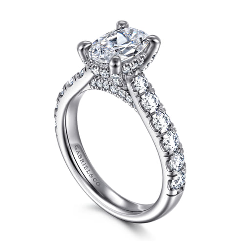 14K White Gold Oval Diamond Engagement Ring