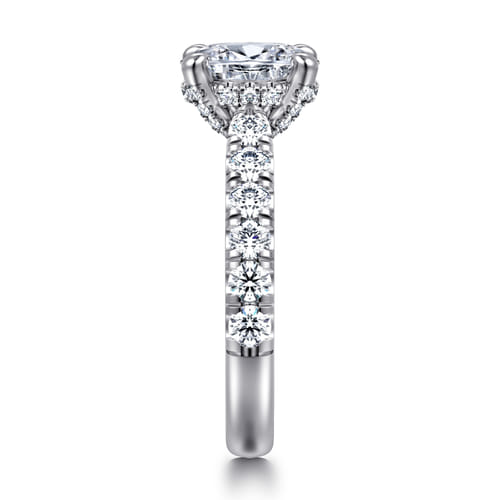 14K White Gold Oval Diamond Engagement Ring