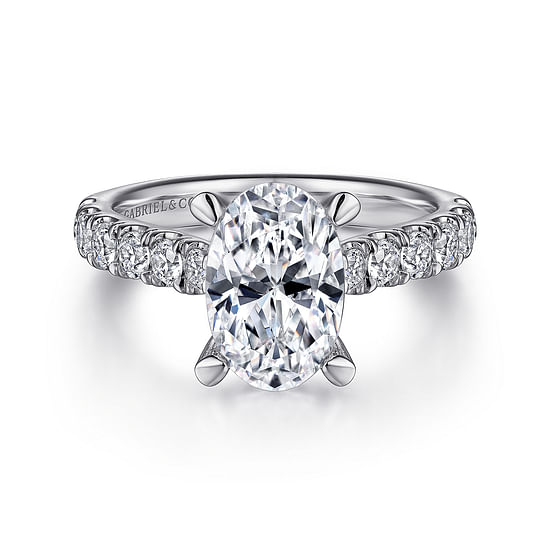 Gabriel - 14K White Gold Oval Diamond Engagement Ring