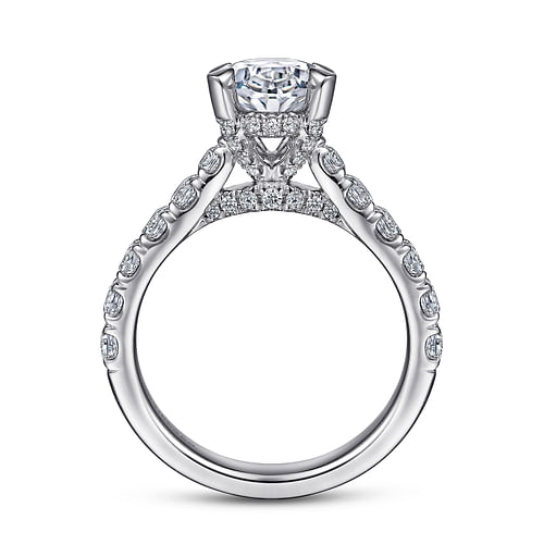14K White Gold Oval Diamond Engagement Ring