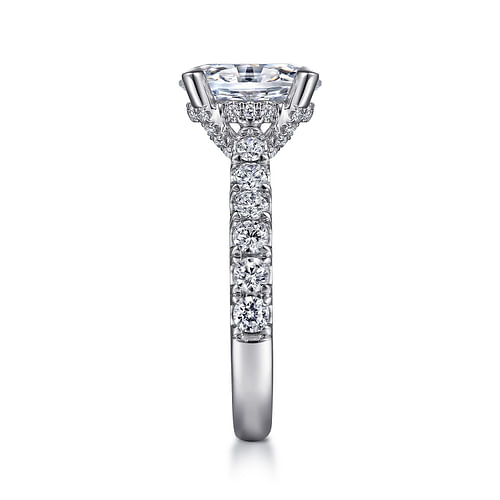 14K White Gold Oval Diamond Engagement Ring