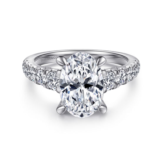 Gabriel - 14K White Gold Oval Diamond Engagement Ring
