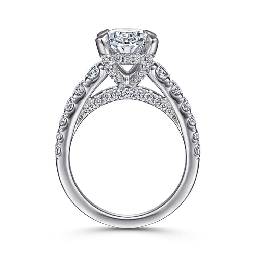14K White Gold Oval Diamond Engagement Ring