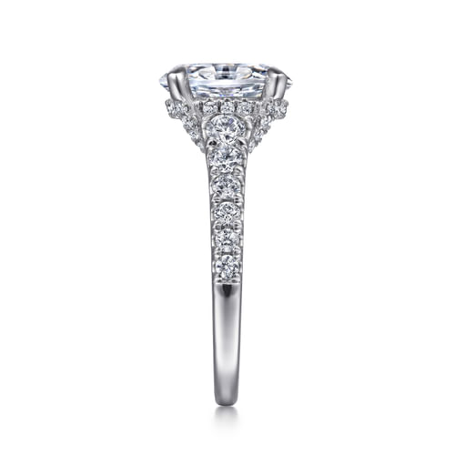 14K White Gold Oval Diamond Engagement Ring