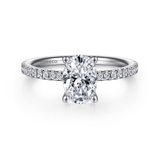 Gabriel - 14K White Gold Oval Diamond Engagement Ring