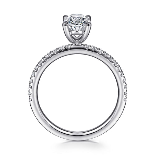 14K White Gold Oval Diamond Engagement Ring