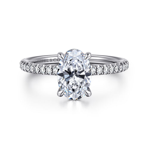 14K White Gold Oval Diamond Engagement Ring