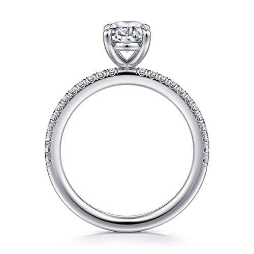 14K White Gold Oval Diamond Engagement Ring