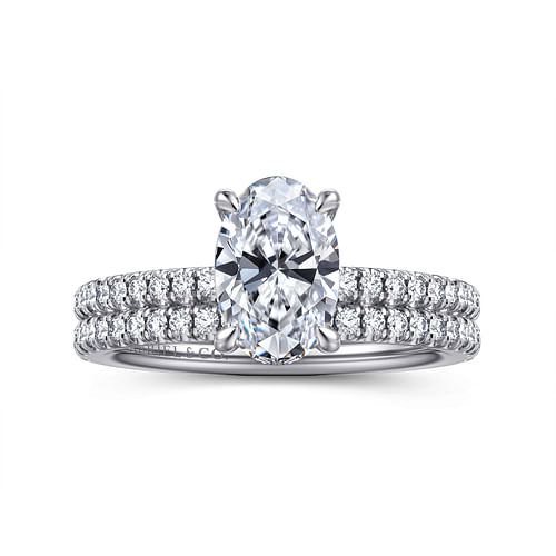 14K White Gold Oval Diamond Engagement Ring