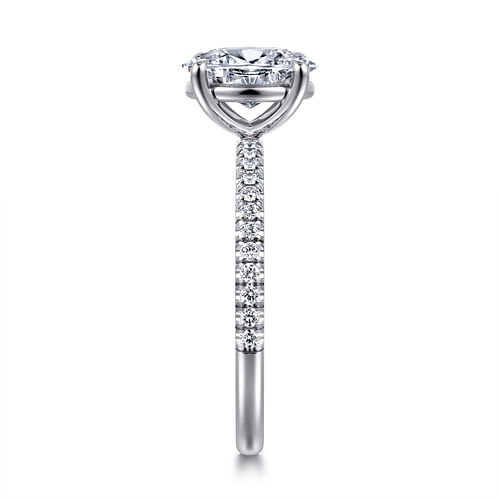 14K White Gold Oval Diamond Engagement Ring