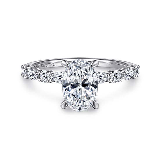 Gabriel - 14K White Gold Oval Diamond Engagement Ring