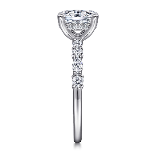14K White Gold Oval Diamond Engagement Ring