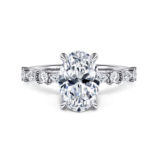 Gabriel - 14K White Gold Oval Diamond Engagement Ring