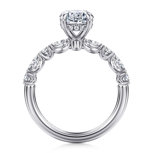 14K White Gold Oval Diamond Engagement Ring