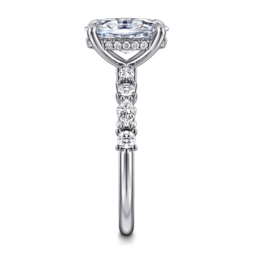 14K White Gold Oval Diamond Engagement Ring