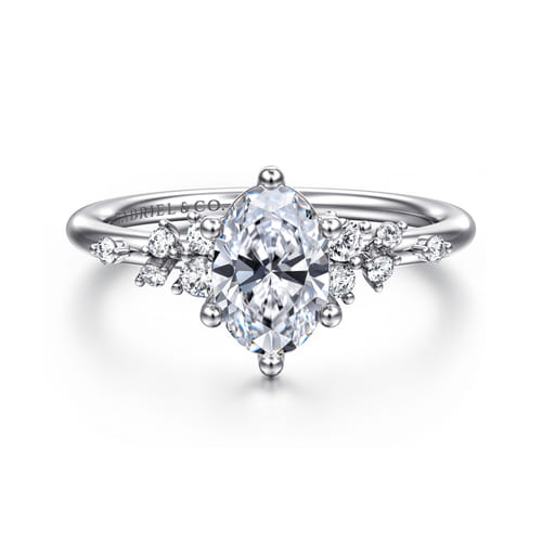 14K White Gold Oval Diamond Engagement Ring