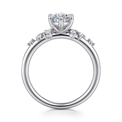 14K White Gold Oval Diamond Engagement Ring