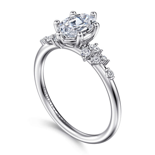 14K White Gold Oval Diamond Engagement Ring