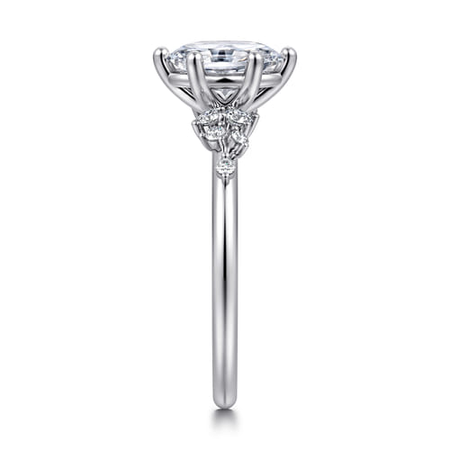 14K White Gold Oval Diamond Engagement Ring