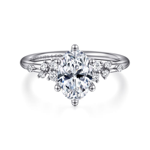 14K White Gold Oval Diamond Engagement Ring