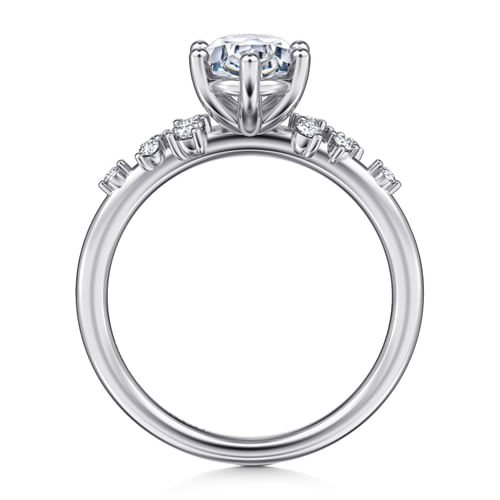 14K White Gold Oval Diamond Engagement Ring
