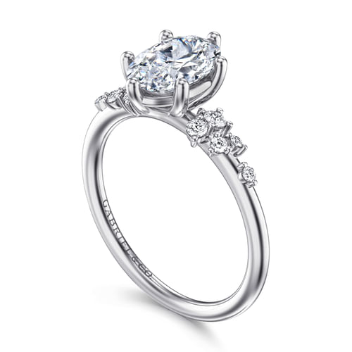 14K White Gold Oval Diamond Engagement Ring