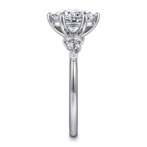 14K White Gold Oval Diamond Engagement Ring
