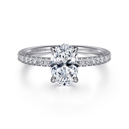 14K White Gold Oval Diamond Engagement Ring