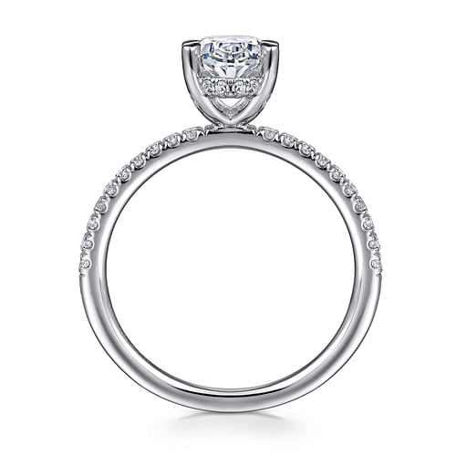 14K White Gold Oval Diamond Engagement Ring