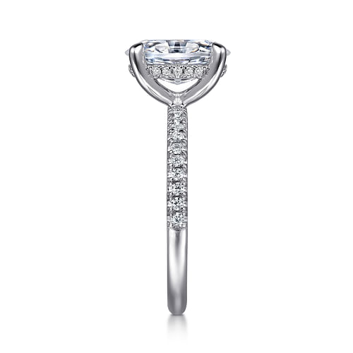 14K White Gold Oval Diamond Engagement Ring
