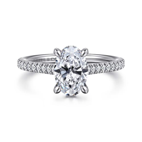 14K White Gold Oval Diamond Engagement Ring