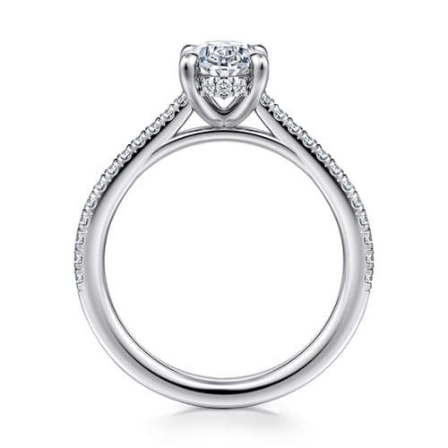 14K White Gold Oval Diamond Engagement Ring