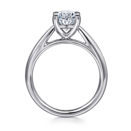 14K White Gold Oval Diamond Engagement Ring
