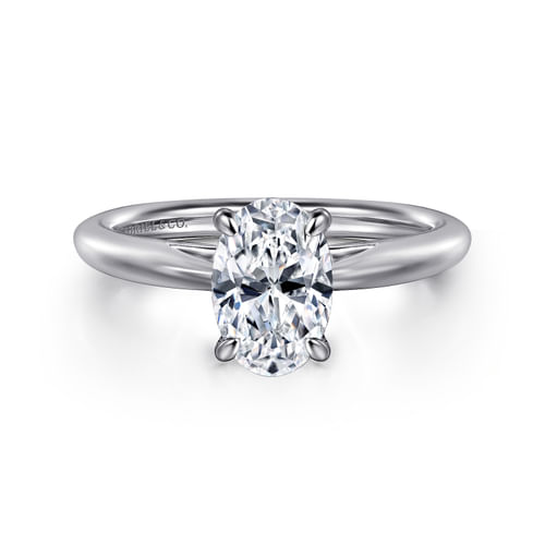 14K White Gold Oval Diamond Engagement Ring